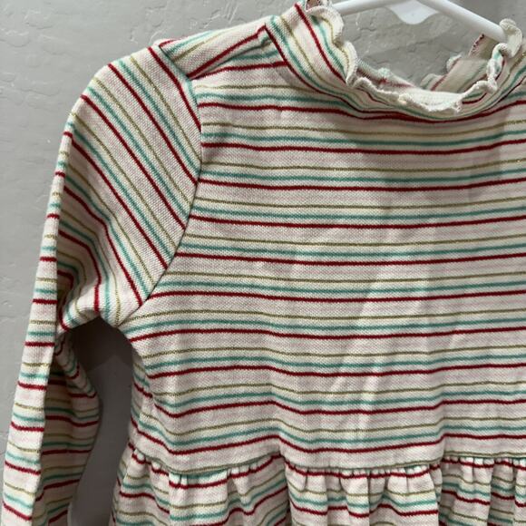 Hanna Andersson Ecru Lurex Stripe Ribbed Holiday Dress - Picture 3 of 8